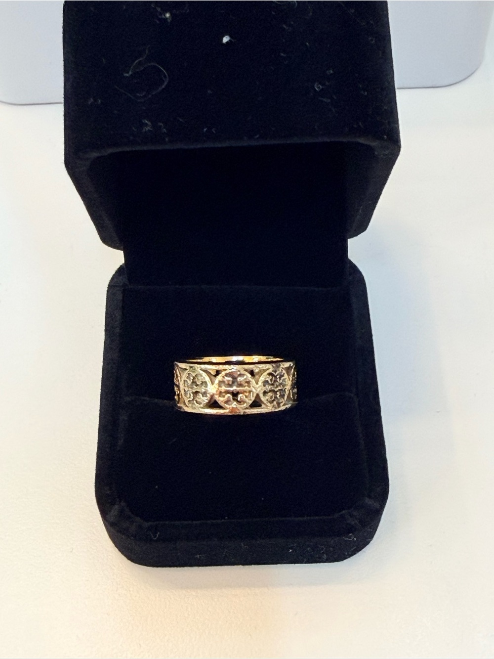 Tory Burch Gold Tone Openwork Filigree Statement Ring, Size 7